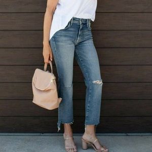NWOT Mother The Inside Crop Step Fray Jeans Siz…